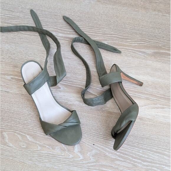 Zimmermann Olive Green Leather Lace Up Sandals/Heels/Shoes, size EU 38/US 8 - Picture 1 of 8